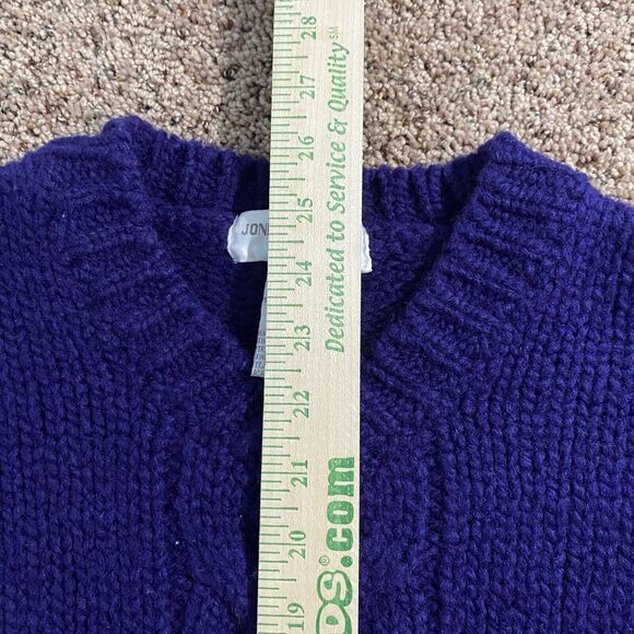 Vintage Jones New York Cable Knit Crewneck Sweater Petite Small Purple Wool 90s - Picture 5 of 5